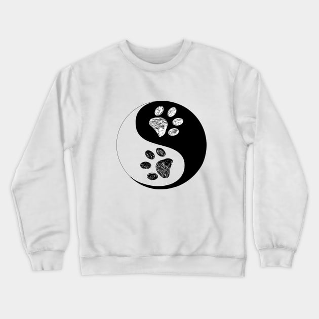 Ying yang made of paw print black white background Crewneck Sweatshirt by GULSENGUNEL